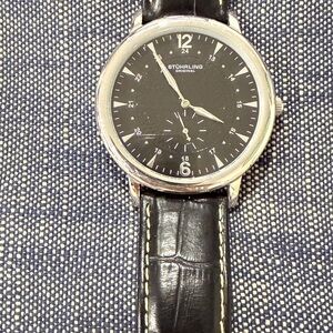 Stuhrling Original Black Dial Silver Case Watch